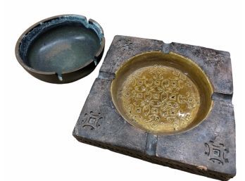 Two (2) Ashtrays Of Unknown Origin And Make