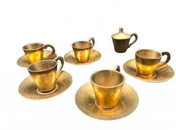Quartre-Tasse Brass Miniature Cups And Creamer