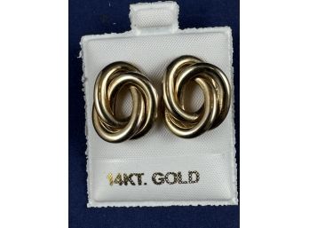 14K Yellow Gold Swirl Earrings