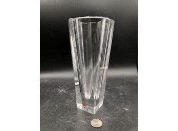 Orrefors Of Sweden Stunning 8.25 Tall Clear Crystal Vase