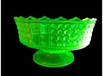 Depression Uranium Pale Green Glow In The Dark  Footed Serving Dish