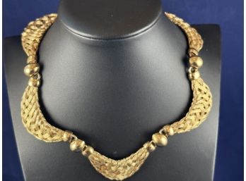 Napier Gold Tone Braided Necklace, Signed 14' - 15.5'