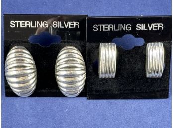 Two Pairs Of Sterling Silver Clip On Earrings
