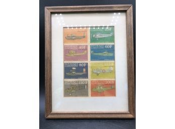 Framed Non-cancelled Postage Stamps Of Republique Gabonais
