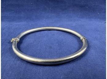 Sterling Silver Bangle Bracelet With Safety, 2.5'