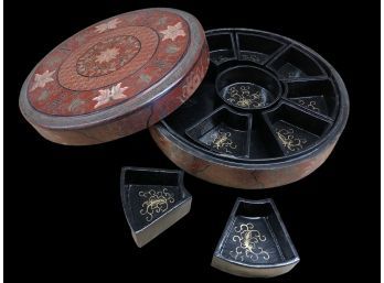Burmese/Myanmar Lacquered 8 Section Boxes For Picked Tea With Covered Container