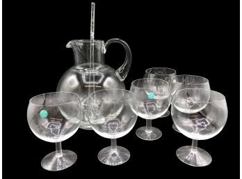 Six (6) Tiffany & Co. Wine Goblets And Pitcher