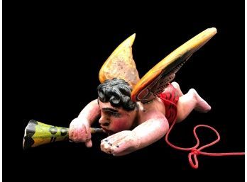 Wood Trumpeting Angel From Mexico