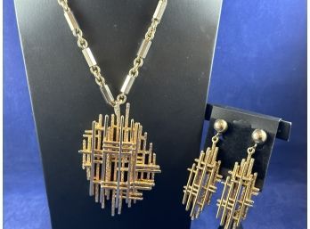 Boucher Vintage Numbered Necklace And Clip-On Earring Set
