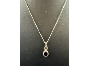 Sterling SIlver Necklace With Garnet Pendant, 18'
