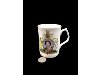 Collectable Fine Bone China Cup Fenton China From Staffordshire, England 50 Year Anniv Of Queen Elizabeth II