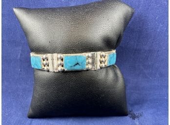 Sterling Silver & Turquoise Bracelet, 7' Mexico