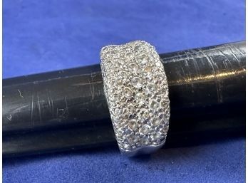 Sterling Silver With Diamond Simulants Ring , Size 6