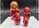 Lot 5 Of Hand-painted Wooden Nesting Dolls
