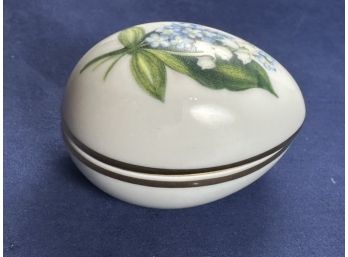 Vintage Limoges Easter Egg - White With Blue Flowers