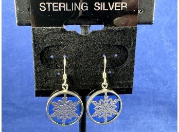 Sterling Silver Blue Glass Snowflake Earrings
