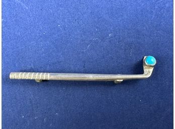 Sterling SIlver And Turquise Golf Club Pin Brooch