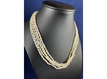 14K Yellow Gold Clasp & Muli-strand Freshwater Pearl Necklace, 16'