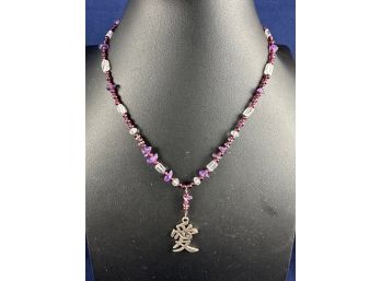 Sterling SIlver And Amethyst Faceted Bead Necklace, 17'-18'