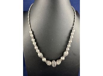 Vintage Sterling Silver Ball Necklace, 18.5'
