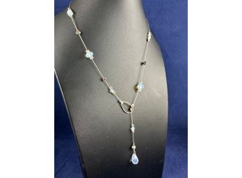 Sterling SIlver And Moonstone Necklace, Israel, 17'