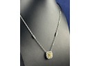 Judith Ripka Sterling Silver  Canary Crystal Necklace,  Signed, 16'