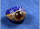 Amber? Vintage Gold Over Silver And Enamel Rings With Cloisonne Filigree
