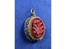 Cinnabar Vintage Gold Over Silver And Enamel Pin With Cloisonne Filigree