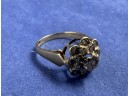 9K Yellow Gold Diamond Flower Shaped Ring, Size 8