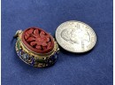 Cinnabar Vintage Gold Over Silver And Enamel Pin With Cloisonne Filigree