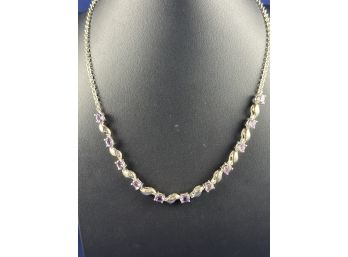 Sterling Silver And Amethyst Necklace, 18'