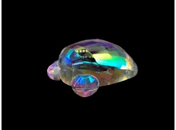 Oleg Cassini Iridescent Clam Shell Crystal Paperweight, Faceted, Signed