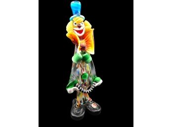 Italian Made In Murano Tall Glass Clown