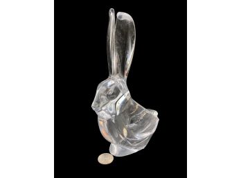 Vannes France Crystal Art Glass Rabbit, Long Eared Hare