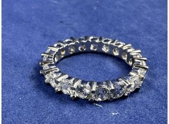 Sterling Silver Infinity Diamond Simulant Ring, Size 7
