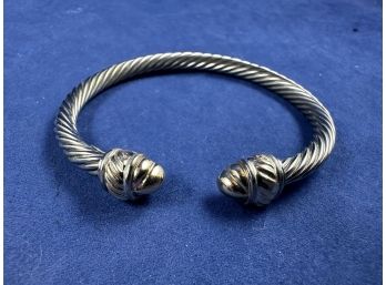 14K And Sterling Silver Cable Style Bracelet