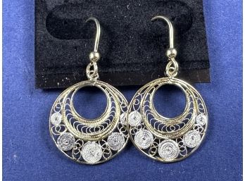 Gold Over Sterling Silver Fillagree Earrings