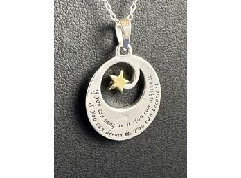 Sterling Silver Necklace And Inspirational Pendant, 18'