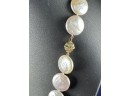 Coin Pearl Necklace With 14K Gold Clasp, 24'