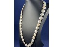 Coin Pearl Necklace With 14K Gold Clasp, 24'