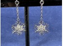 Sterling Silver Snowflake Diamond Simulant Earrings