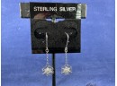 Sterling Silver Snowflake Diamond Simulant Earrings
