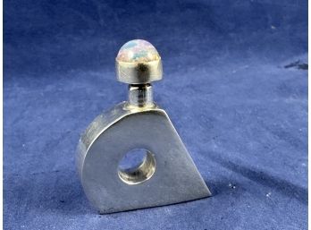 Sterling Silver Mid Century Modern Style Perfume Bottle With Opal? Top