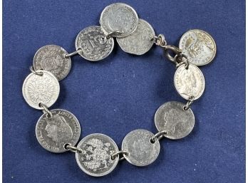 Silver Coin Bracelet, 7'