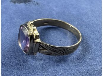 Sterling Silver Amethyst Faceted Ring, Size 8