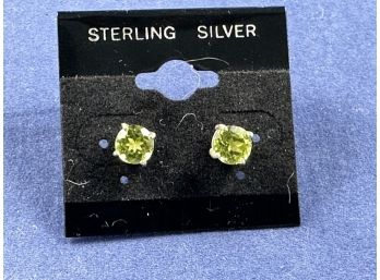 Sterling Silver Stud Peridot Earrings