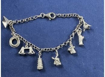 Sterling Silver Charm Braclets For World Lnadmarks For Travelers, 7'