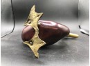 Duck Figurine In Brass And Wood