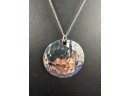 Sterling SIlver Hammered Pendant And Chain, Italy, 16'