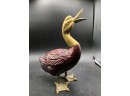 Duck Figurine In Brass And Wood